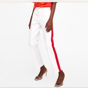 Zara Red side stripe jeans